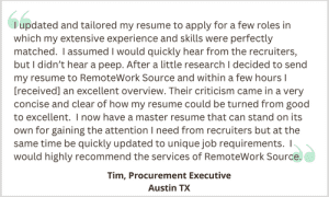procurement executive resume revamp testimonial